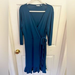 New York & Co Gorgeous Blue Teal Wrap Dress XL